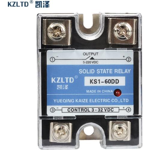 60A Solid State Relay Module SSR-60DD 3~32V DC to 5~220V DC Relay Module for PID Temperature Contoller KS1-60DD No Contact