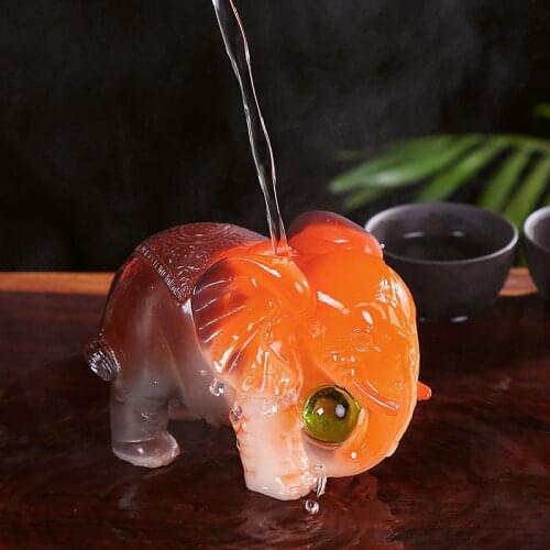 NEWYEARNEW Mascot Elephant Tea Pet Accessories Color Change Decoration Gift Luck Home Furnishing Articles