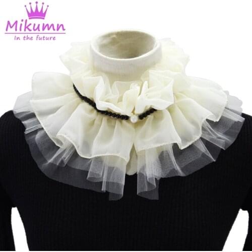 Women Shirt Fake Collar Female Pleated Ruffles High Neckline Detachable False Collars Ladies Elegant Clothing Accessories