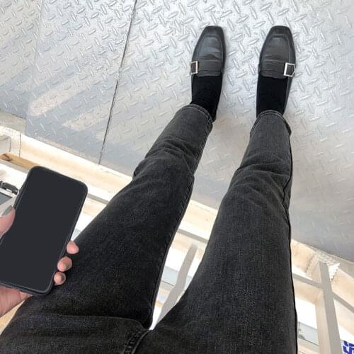 Woman Jeans Pants High Waist Autumn And Winter Black Gray Baggy Straight Trousers Pantalones Vaqueros Mujer