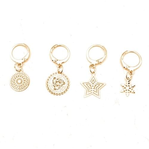 Dayoff Europe Round Hollow Round Hoop Earrrings New Punk Earstud Women Jewelry Geometric Star Small Earrings E353