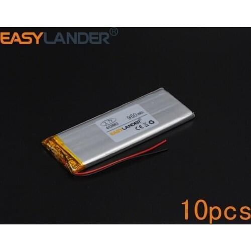 10pcs/Lot 3.7V 950mAh Polymer Li-ion Battery For Mp3 Mp4 PAD DVD DIY E-book bluetooth Vedio Game toys Tablet PC mobile 402883