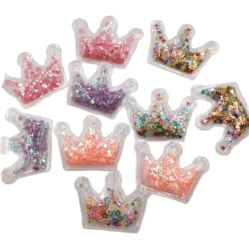 10pcs/lot 5.5x4cm Bling Bling sequin Crown padded applique for clothes and hair accessories