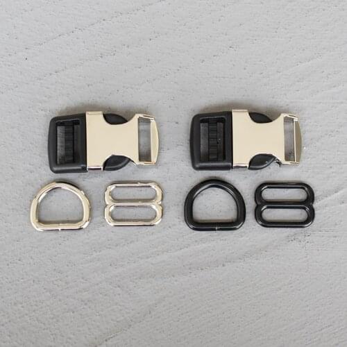 100 Sets 20mm Metal Hardware D Ring Belt Straps Piastic Side Release Buckle Curved Bracelet Dog Collar Accessories 3s8