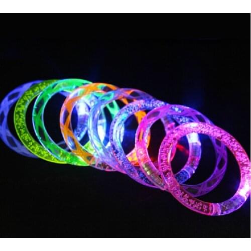 100pcs/lot LED bracelet light up flashing Glowing bracelet Blinking Crystal Party Novelty kids toys Disco Christmas Gift Lights