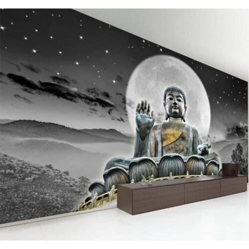 Custom 3D Wallpaper Mural Hong Kong Giant Buddha Stately Buddha Statue Background Wall Decoration Painting Living Room Wallpaper