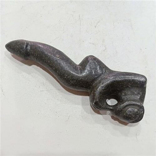 Antiques miscellaneous crafts iron stone Hongshan Culture small penis handle Pendant statue