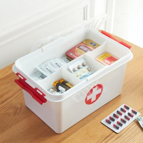 First Aid Kit Box Home Medicine Storage Box Plastic Pill Case Large Capacity Medical Organizer Makeup Cosmetic Container