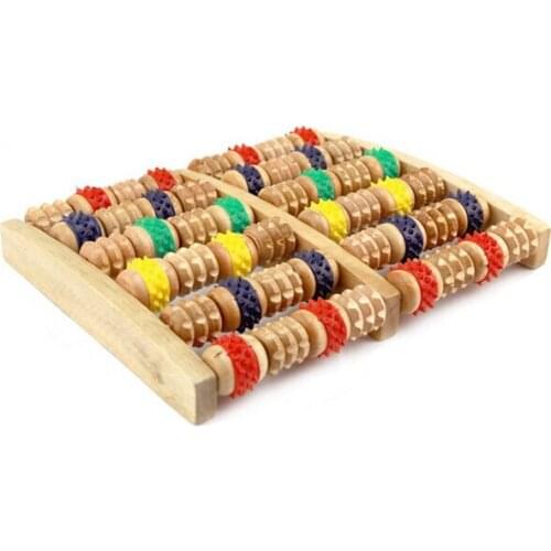 Wooden foot massage device wool roller and brush of main and collateral channels free shipping