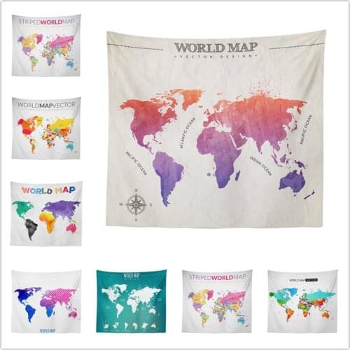 Home Decor Tapestry World Map Pattern Large Size Dirt-resistant Background Bedroom Decor Functional Beach Cloth Blanket