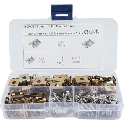 Hot 160Pcs M3 Spring Clip Kit Fixed Nut Stainless Steel U-Shaped 80Pcs Set M3 Spring