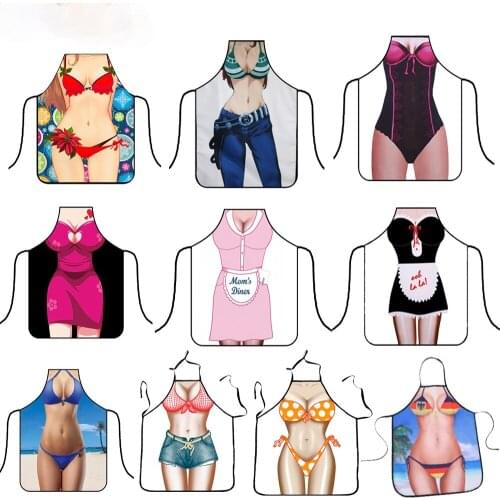 10 Styles Sexy Kitchen Apron Funny Creative Cooking Aprons for Men Women Girlfirend Boyfriend Christmas Birthday Gifts
