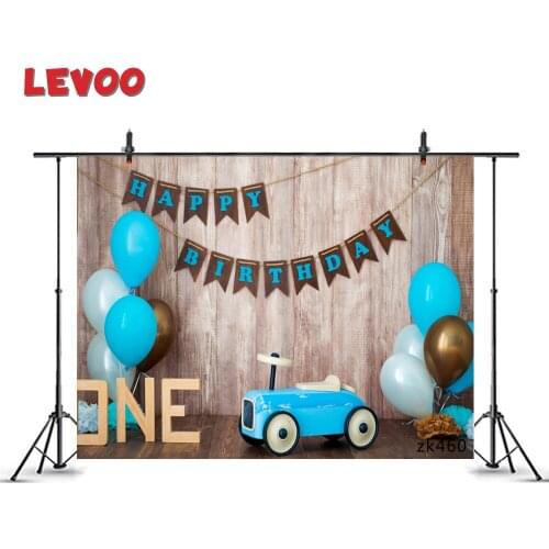 LEVOO Photography Backdrop Blue Retro Toy Car Balloons Wooden Birthday Background Fotografia Photo Studio Props Vinyl Photocall