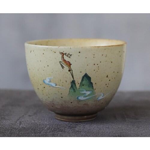 LUWU ceramic teacup handmade deer chinese tea cup 90ml
