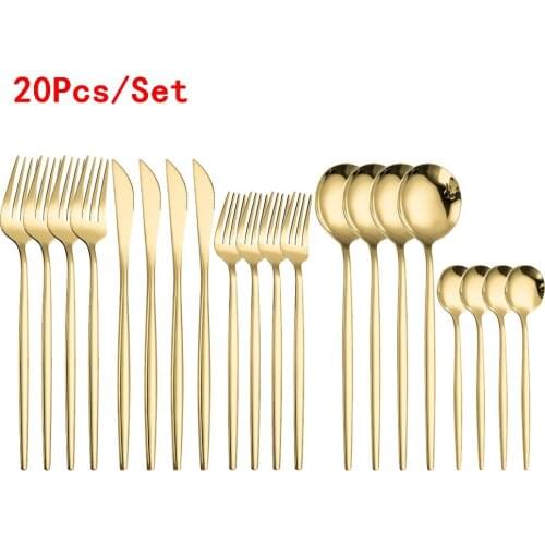 Gold Dinnerware Set Cutlery Stainless Steel Tableware Set Knife Fork Spoon Flatware Set Dishwasher Safe Cutlery Set