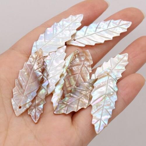 Natural Shell Pendant Leaves Loose Beads Cute Simple Shiny DIY Necklace Bracelet Earrings Gift Party Accessories 15x42mm