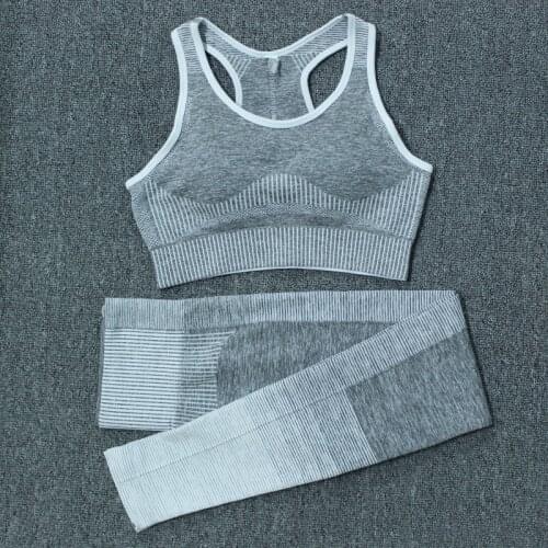 New Seamless Yoga Set Fitness Clothing Sportswear High Waist Women Gym Leggings Tights Padded Push-up Sports Bra Sports Sets