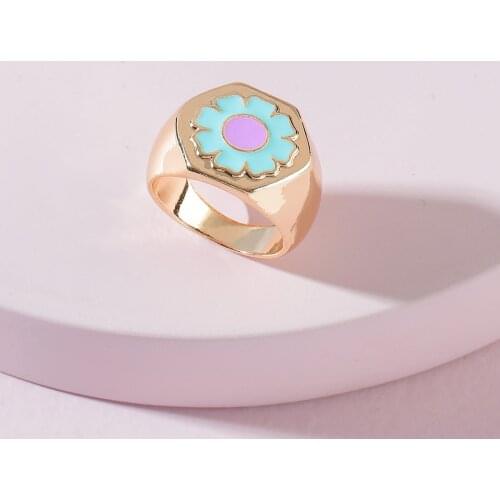 New Flower Ring Simple Retro Multicolor Flower Daisy Ring For Women Girls Fashion Jewelry