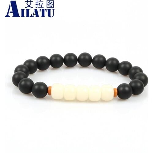 Ailatu New Design 10mm Tibetan Mala Beads&Xingyue Bodhi Seed Beads with Matte Onyx Stone Beads Handcrafted Bracelet