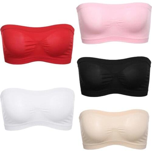 Solid Color Tube Top Bras Women Underwear Hollow Back Seamless Padded Tube Top Bra Women Strapless Bras Womens bralette tops