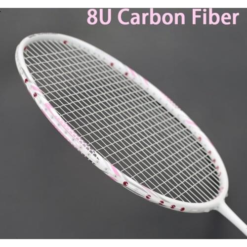 Pink T700 Carbon Fiber Badminton Rackets With String Bag Professional Racket Super Light 8U Racquet 65g-68g Speed Sports Padel