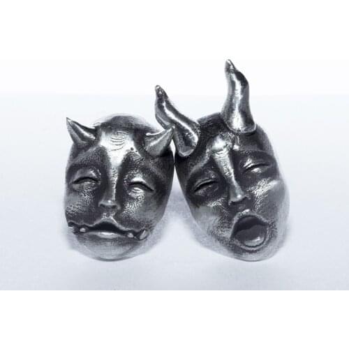 Prajna Mask Skull Evil Earrings For Mem Women Silver Color Cool Gothic Punk Motorcycle Biker Mens Stud Earring Male Jewelry