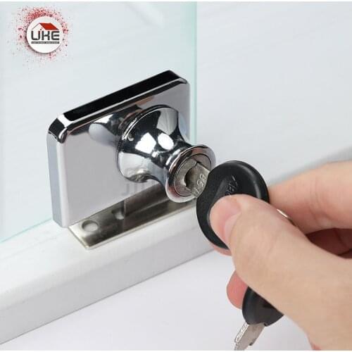 Glass Door Lock Glass Display Cabinet/Showcase Locks Single/Double Sliding Door Lock With Key No Need Drilling Easy To Install