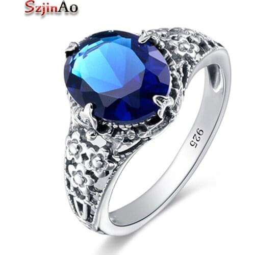 Szjinao Russian 925 Sterling Silver Jewelry Sapphire Marriage Rings For Women Fashion Cute lighter Wedding Ring bijoux