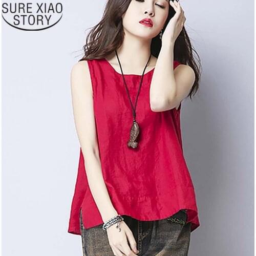 Top women new summer fashion sexy top white shirts Casual Solid Tank Tops loose ladies tops red and black tops 3234 50