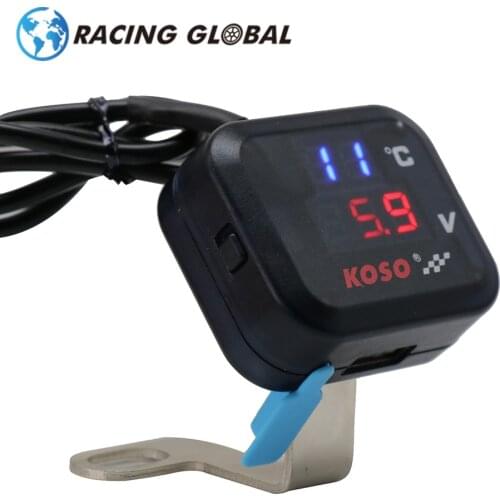 ALCON-Racing KOSO Motorcycle Voltmeter Temperature Voltage Display Gear Indicator With USB Charge Universal High quality