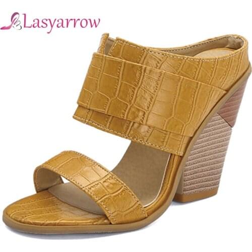 Lasyarrow 2020 Hot Sale Dropship Wedge High Heels Summer Pumps Mules Slip On Peep Toe Mixed Colors Outside Shoes Women Pumps