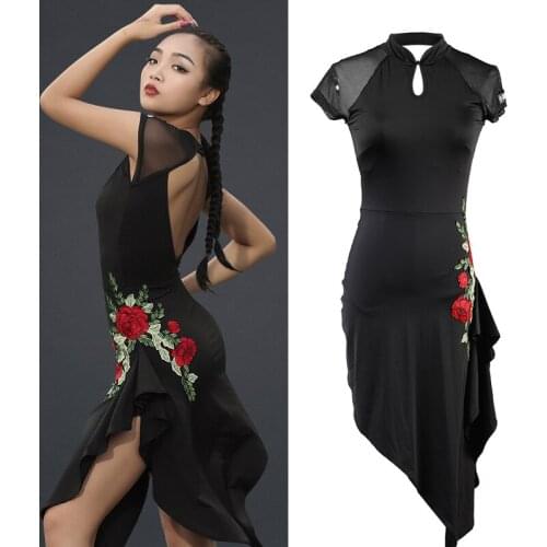 Sexy Latin Dance Dress Ballroom Dance Competition Dress Women Black Backless Tassel Dress Dance Wear For Samba Practice DQS1676
