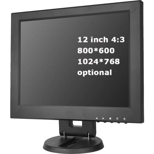 12 inch 4:3 cheap lcd monitor 800*600 1024*768 home security vga hdmi monitor with speakers
