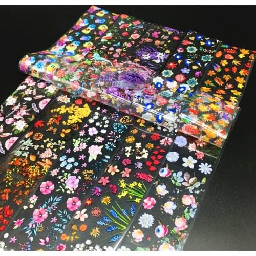 1roll 4*100cm colorful spring Flower Nail Art Foil Sticker Maple leaf Pattern DIY Sticker Nail Foil UV Gel Adhesive decor Decal