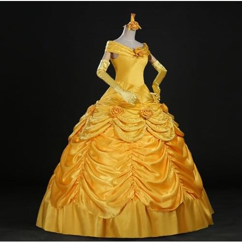 100%real luxury rhinestone bead belle princess cartoon ball gown Medieval dress court Renaissance Gown Belle ball/customs size