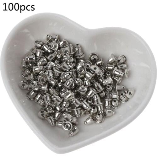 100Pcs Stainless Steel Clutch Bullet Earnuts Earring Safety Earring Backs DIY