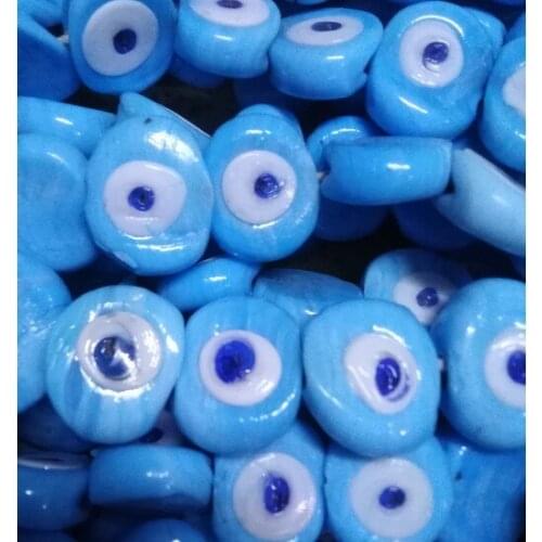 10Adet Baby Blue Glass Evil eye bead decorative objects Декоративные элементы Objetos decorativos