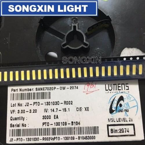 500PCS FOR LUMENS 7020 SMD LED Beads 3V 0.5W 150mA Cool white LCD Backlight for TV Application SANE7020P-0W-2074