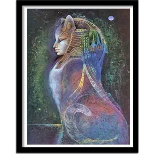 Full Drill square,Sphynx Cat Woman ,diamond embroidery,5d diamond painting,Cross Stitch,3D rhinestones Mosaic animal A613