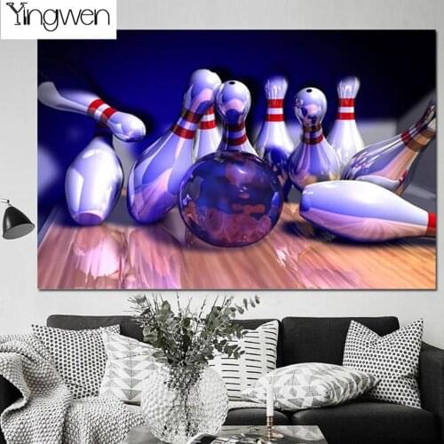 DIY Diamond Painting Bowling Home Run Full Diamond Embroidery 5D Resin Rhinestones Cross Stitch Kits Needlework Art Home Decor