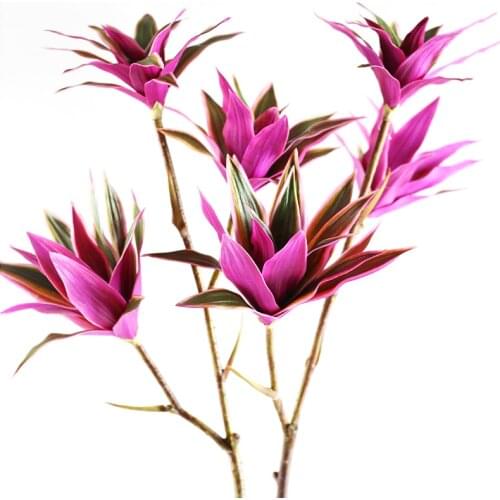 83cm Large Artificial Bamboo Branch Tropical Palm Plants Fake Dracaena Tree Silk Purple Flower Heads Lily Leaves for Home Decor
