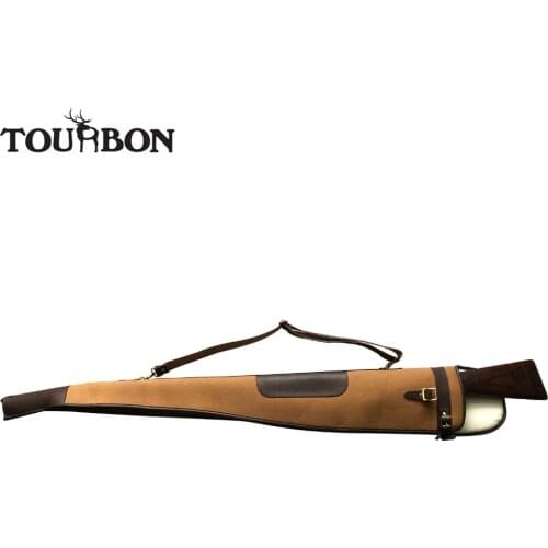 Tourbon Vintage Hunting Shotgun Case Canvas Gun Slip Fleece Padded Protection Bag Carrier with Zipper Gun Accessories 134CM
