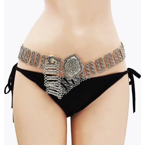 Gypsy Tribal Metal Tassel Belt Chain Geometric Bohemian Body Chains Waist bellydance Dress Belt Summer Beach Indian Jewelry