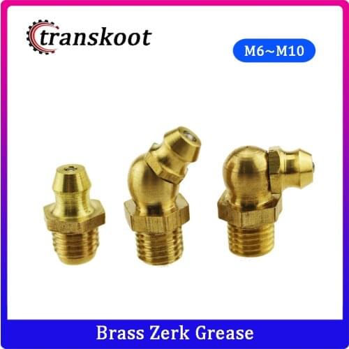 5pcs 10pcs M6 M8 M10 Male Thread 1mm Pitch 45 90 Degree straight Brass Hydraulic Zerk Grease Nipple Fittings