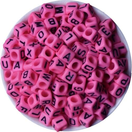 Fuchsia Alphabet Square Bead With Letters 200PCs DIY Letter Beads For Bracelet Accessories For Jewelry Mixed 6x6mm