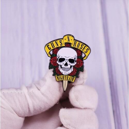 Guns N Roses Nightrain Enamel Pin Skull Brooch GNR Badge Hard Rock Music Lovers Jewelry Gifts
