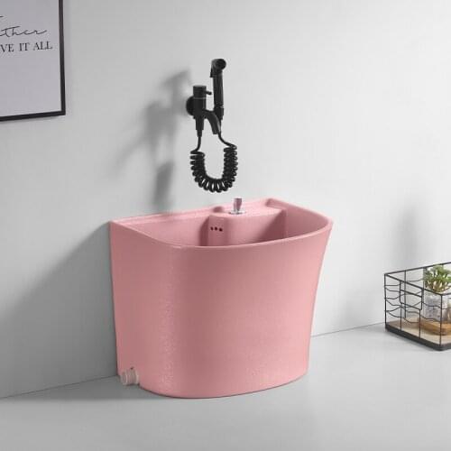 Ceramic mop pool Nordic pink household balcony large and small mop basin toilet mop pool slot