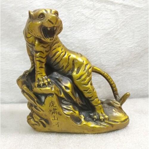 China brass Uphill tiger crafts statue