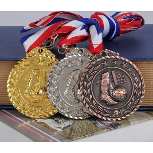 3 Pieces Soccer Ball Medal Top Quality Football Medal Souvenir for Football Fans Zinc Alloy Official Football Match Sport Adward