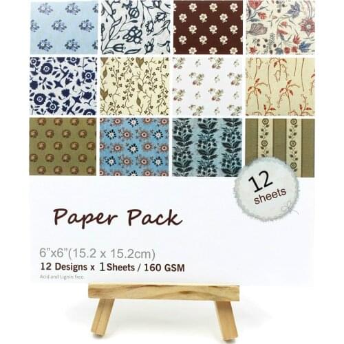KSCRAFT 12pcs 6" Single-side Printed Floral pattern creative papercraft art paper handmade scrapbooking kit set books
